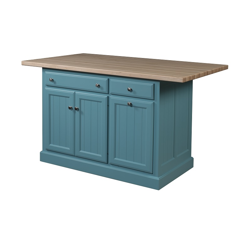 Amish Space Saving Turned Leg Standing Butcher Block Kitchen Island